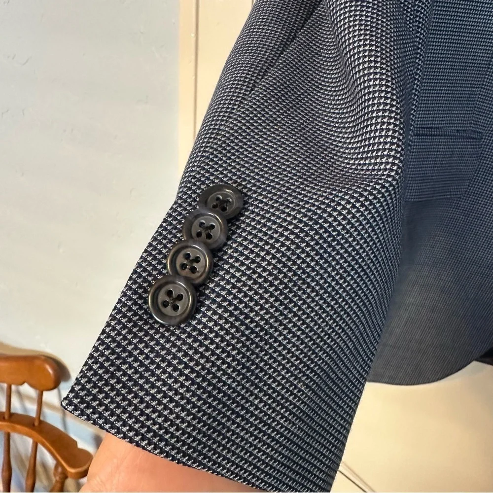 Daniel Cremieux Blazer Loro Piana Blue Gray Houndstooth Size 40L